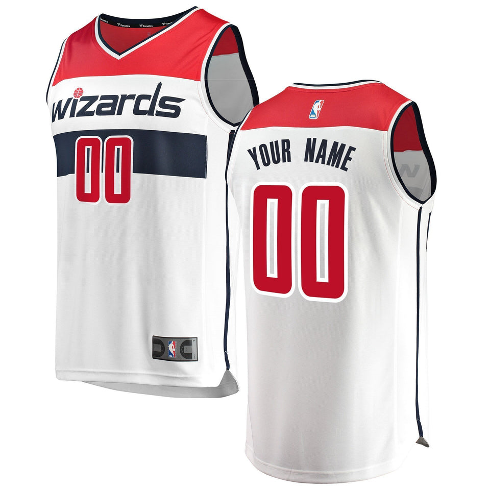 Men's Fanatics Branded White Washington Wizards Fast Break Custom Replica Jersey  Association Edition  White