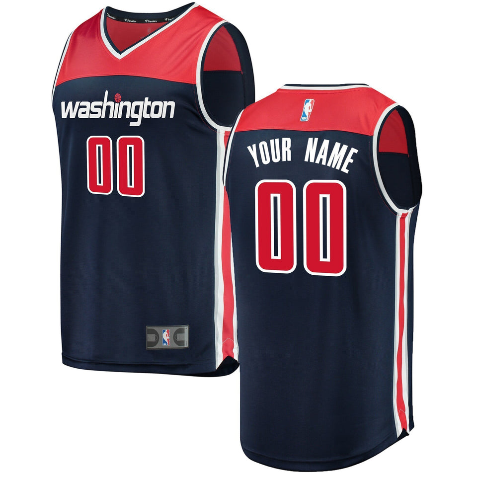 Men's Fanatics Branded Navy Washington Wizards Fast Break Custom Replica Jersey  Statement Edition Navy