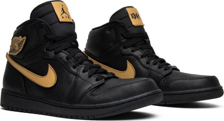 Nike Air Jordan 1 High BMH 2017 Black Gold Shoes Basketball Men Sale