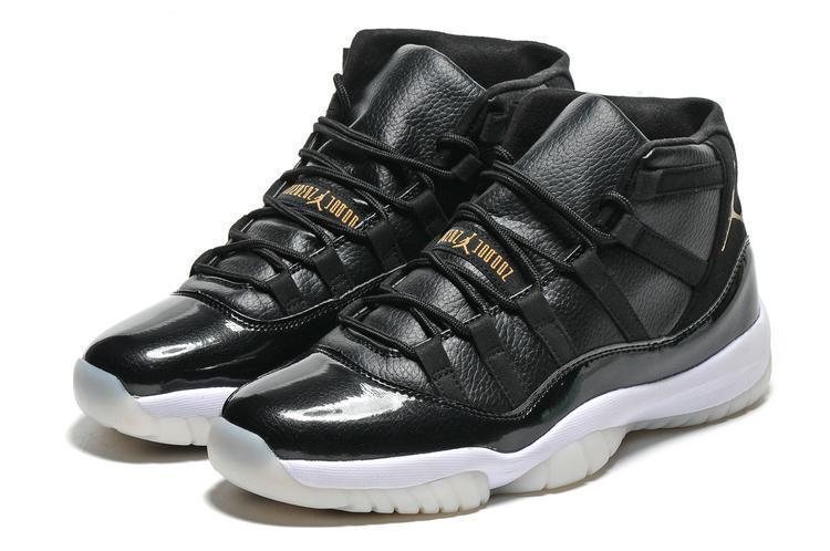 Nike Air Jordan Men 11 Black White Gold Basketball Men