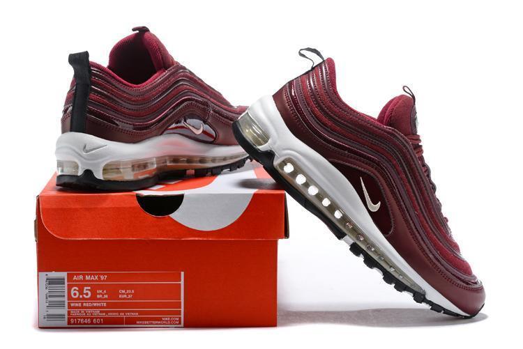 Nike Air Max 97 Wine Red White Shoes Sale Men Size US 7, 8, 8.5, 9, 10, 11
