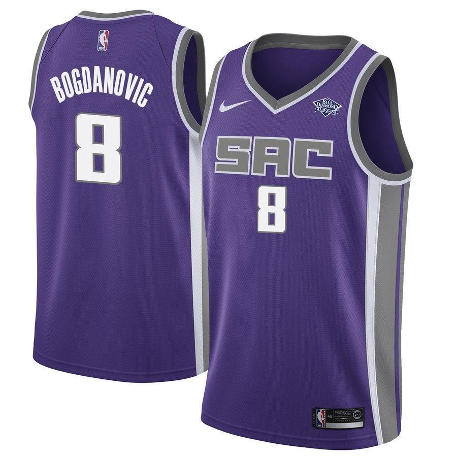 Men's Nike Bogdan Bogdanovic Purple Sacramento Kings Swingman Sponsor Patch Jersey  Icon Edition