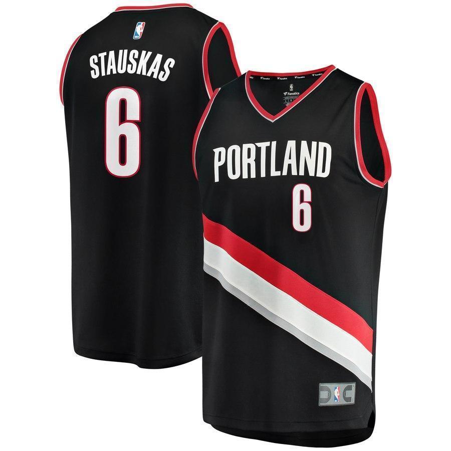 Nik Stauskas Portland Trail Blazers Fast Break Replica Jersey – Icon Edition  Black