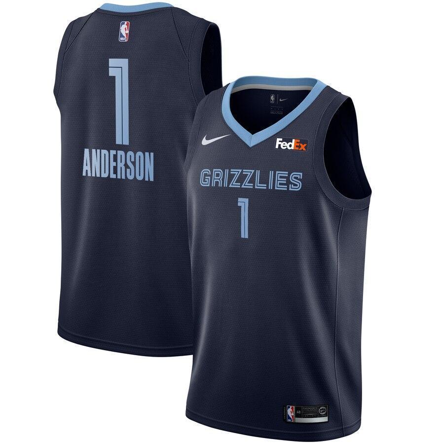 Men's Nike Kyle Anderson Memphis Grizzlies Swingman Sponsor Patch Jersey – Icon Edition  Navy