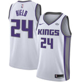 Men's Nike Buddy Hield White Sacramento Kings Swingman Sponsor Patch Jersey  Association Edition