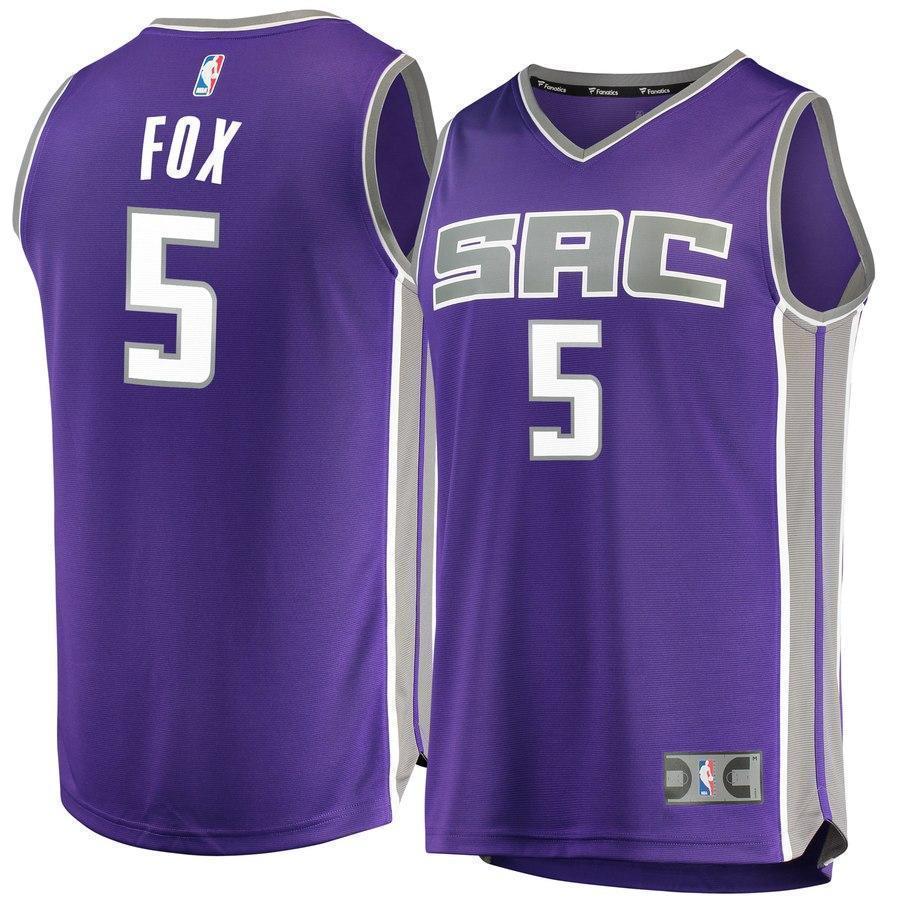 Men's Fanatics Branded De'Aaron Fox Purple Sacramento Kings Fast Break Jersey  Icon Edition