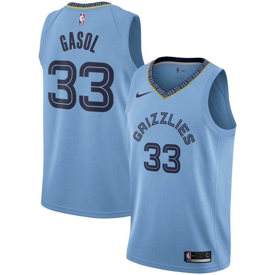 Men's Nike Marc Gasol Light Memphis Grizzlies Swingman Jersey  Statement Edition  Blue