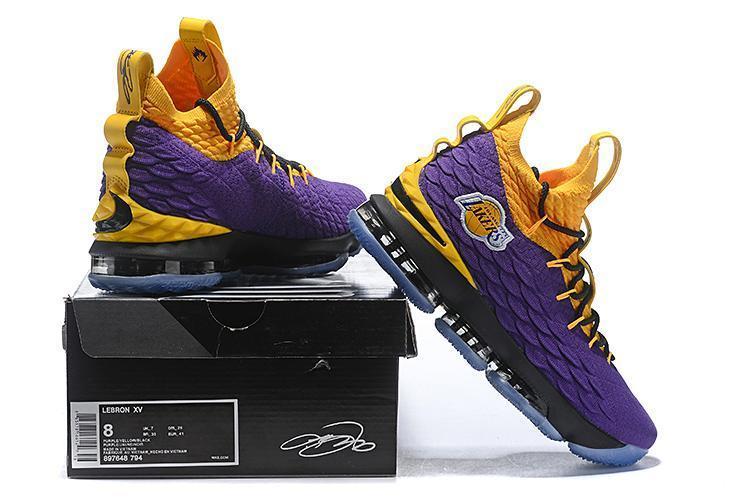 Nike Lebron XV 15 Purple Yellow Black Men Shoes Sale Size US7,8,8.5,9,10,11,12