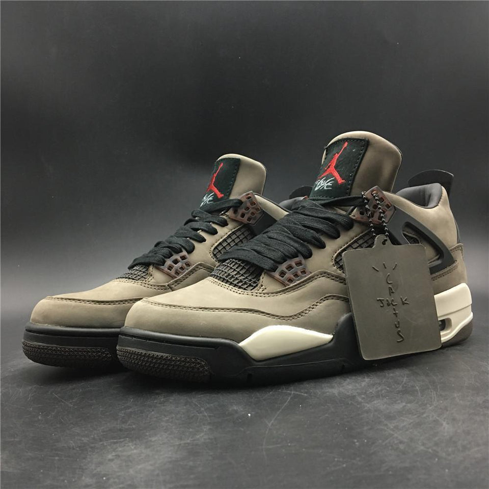 Nike Air Jordan 4 Retro Travis Scott Dark Mocha Sail Cool Grey Vred Men Shoes Sale