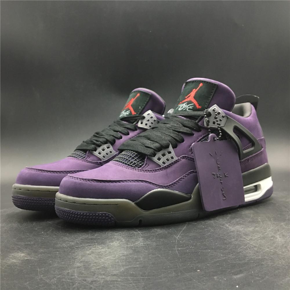 Nike Air Jordan 4 Retro Travis Scott Purple Dynasty Var Red Black Men Shoes Sale