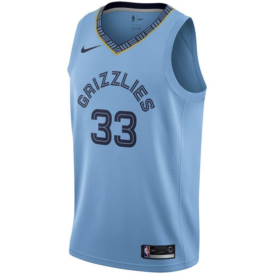 Men's Nike Marc Gasol Light Memphis Grizzlies Swingman Jersey  Statement Edition  Blue