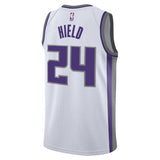 Men's Nike Buddy Hield White Sacramento Kings Swingman Sponsor Patch Jersey  Association Edition