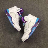 Nike Air Jordan 5 White Blue Purple Men Shoes Sale