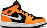 Nike Air Jordan 1 Mid GS Orange Black Shoes Basketball Men