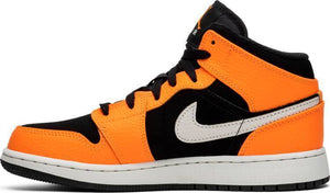 Nike Air Jordan 1 Mid GS Orange Black Shoes Basketball Men