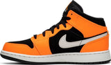 Nike Air Jordan 1 Mid GS Orange Black Shoes Basketball Men