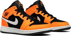 Nike Air Jordan 1 Mid GS Orange Black Shoes Basketball Men