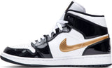 Nike Air Jordan 1 Mid Patent 'Black Gold' Shoes Basketball Men Sale Size US 8, 8.5, 9, 10, 11