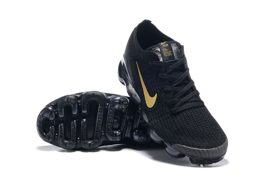 Nike Air Vapormax Flyknit 3 Black Gold White Shoes Sneakers Men Sale Size US 7, 8, 8.5, 9, 10, 11