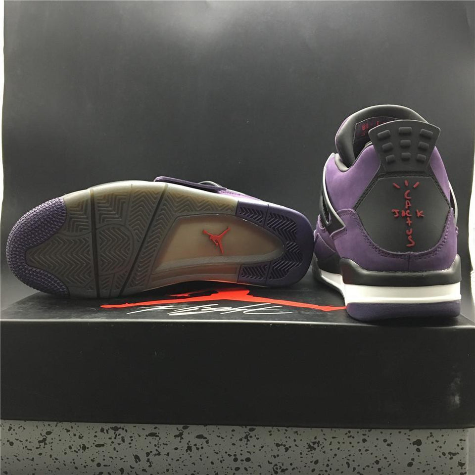 Nike Air Jordan 4 Retro Travis Scott Purple Dynasty Var Red Black Men Shoes Sale