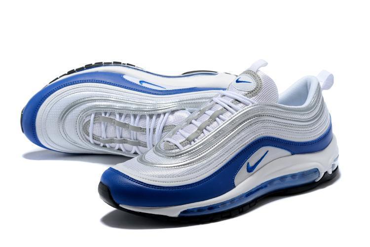 Nike Air Max 97 White Royal Silver Blue Shoes Sale Men Size US 7, 8, 8.5, 9, 10, 11