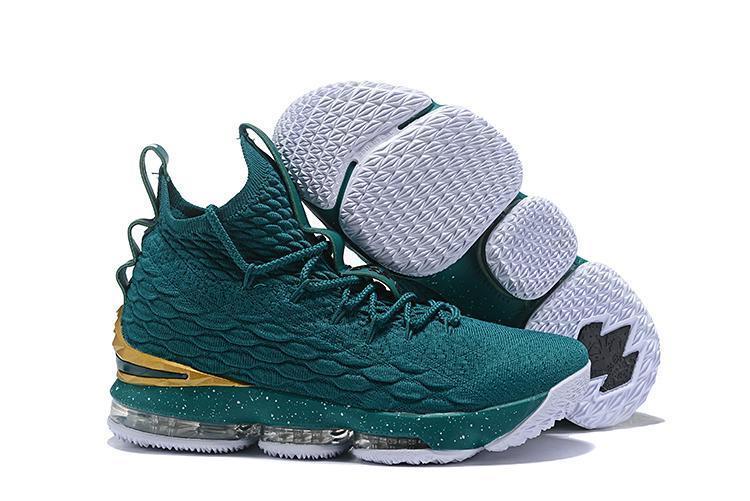 Nike Lebron XV 15 Dark Green Gold Men Shoes Sale Size US7,8,8.5,9,10,11,12