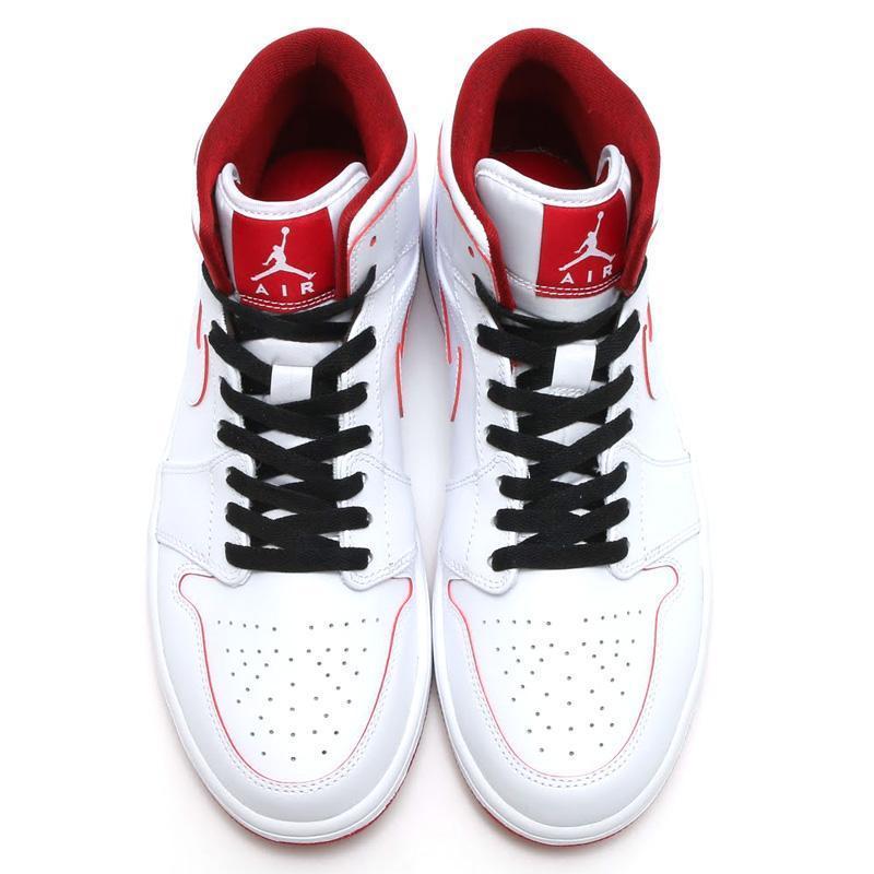 Nike Air Jordan 1 Mid White Red Shoes Basketball Men