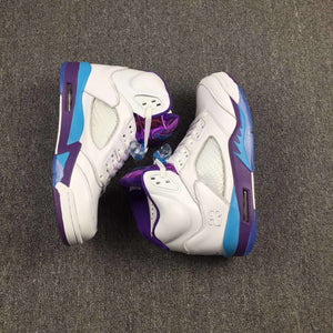 Nike Air Jordan 5 White Blue Purple Men Shoes Sale