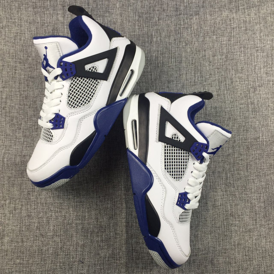 Nike Air Jordan 4 Retro Motosports White Black Blue Basketball Men