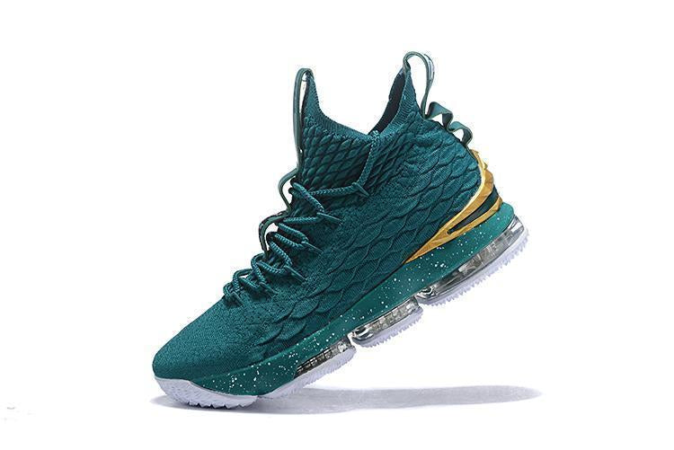 Nike Lebron XV 15 Dark Green Gold Men Shoes Sale Size US7,8,8.5,9,10,11,12