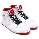 Nike Air Jordan 1 Mid White Red Shoes Basketball Men