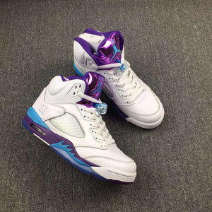 Nike Air Jordan 5 White Blue Purple Men Shoes Sale