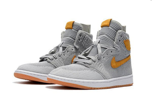 Nike Air Jordan 1 High Retro Flyknit Grey Orange Shoes Basketball Men