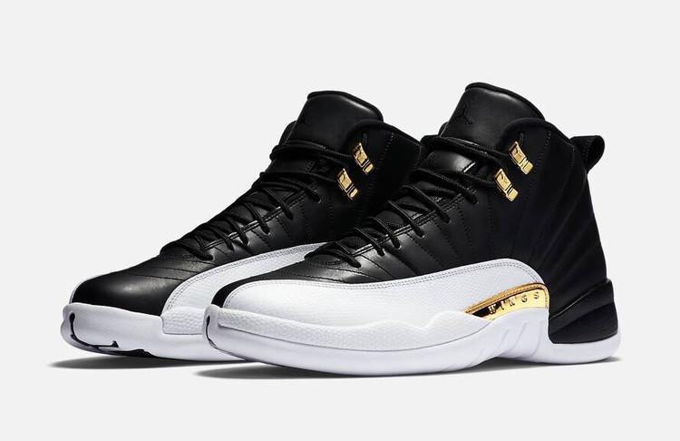 Nike Air Jordan 12 Retro 'Wings' Black White Gold Shoes Basketball Men Sale