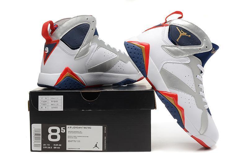 Nike Air Jordan 7 Retro White Navy Red Shoes Basketball Men