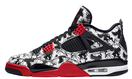 Nike Air Jordan 4 Tatoos Black White Red Basketball Men