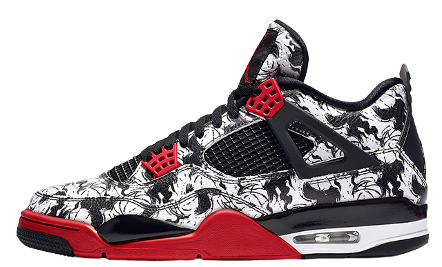 Nike Air Jordan 4 Tatoos Black White Red Basketball Men