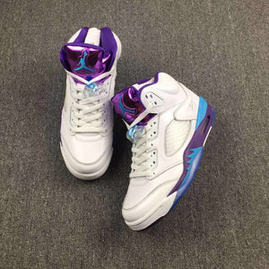 Nike Air Jordan 5 White Blue Purple Men Shoes Sale