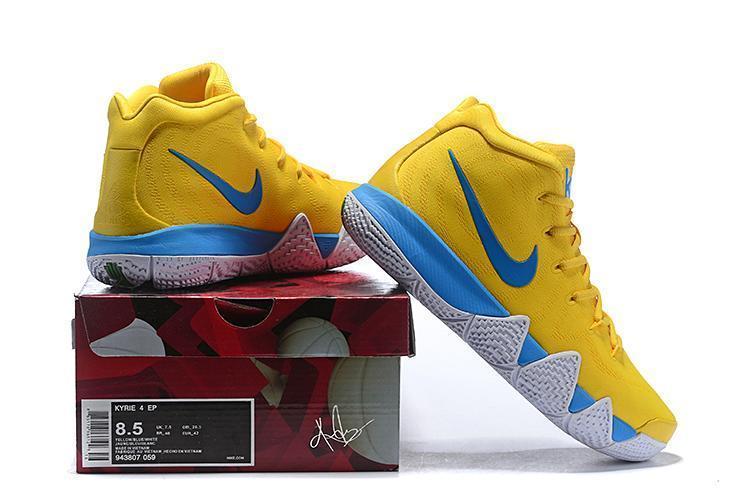 Nike Kyrie 4 Yellow Blue Men Basketball Shoes Sale Size US 7,8,8.5,9.5,10,11,12