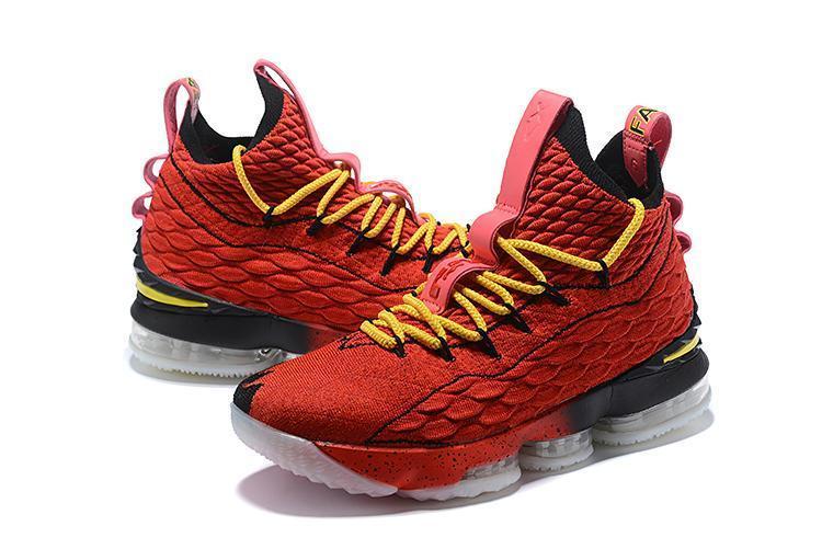 Nike Lebron XV 15 Red Yelow Black Bordeaux Men Shoes Sale Size US7,8,8.5,9,10,11,12