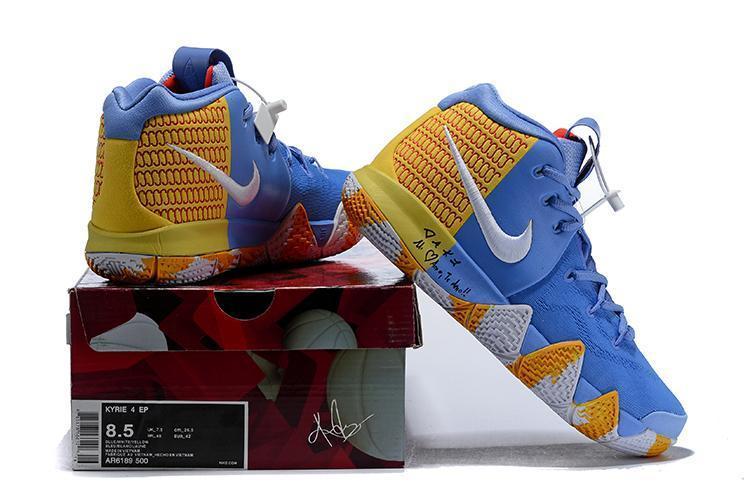 Nike Kyrie 4 Blue Yellow White Men Basketball Shoes Sale Size US 7,8,8.5,9.5,10,11,12