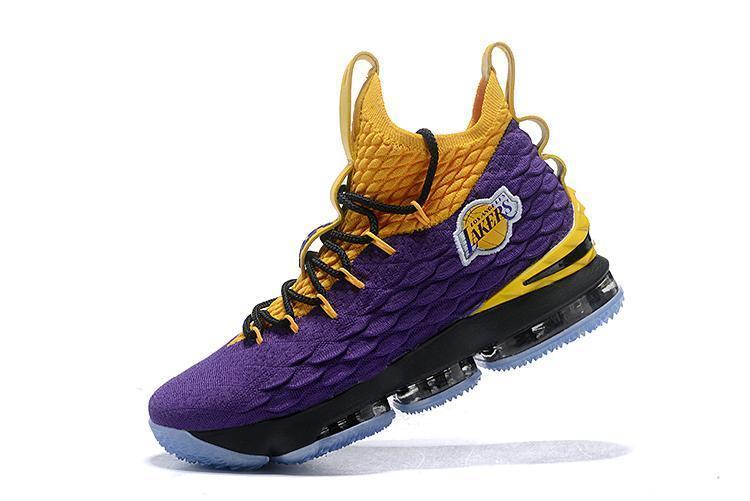 Nike Lebron XV 15 Purple Yellow Black Men Shoes Sale Size US7,8,8.5,9,10,11,12