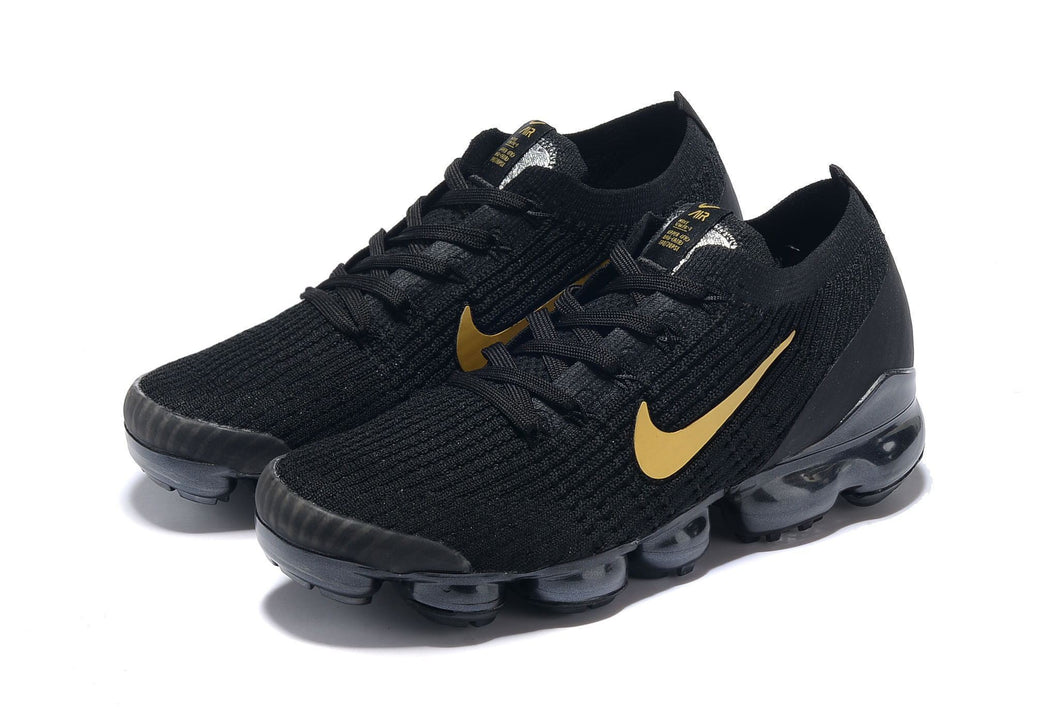 Nike Air Vapormax Flyknit 3 Black Gold White Shoes Sneakers Men Sale Size US 7, 8, 8.5, 9, 10, 11