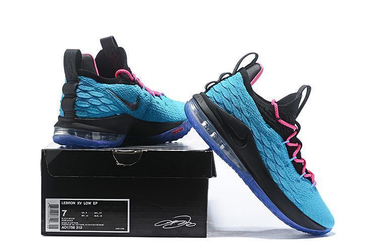 Nike Lebron XV 15 Low EP Black Light Blue Red Men Shoes Sale Size US7,8,8.5,9,10,11,12