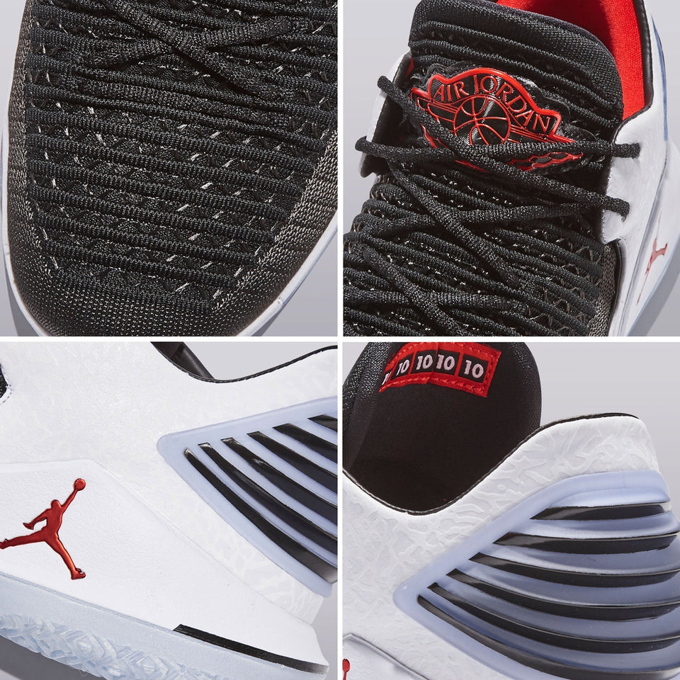 Jordan Xxxii Low Basketball Shoe - Black/university Red-white - Mens