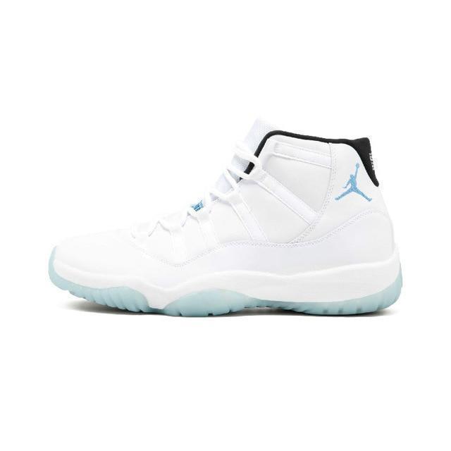 Men's Jordan 11 Retro Legend Blue Basketball Shoes - White