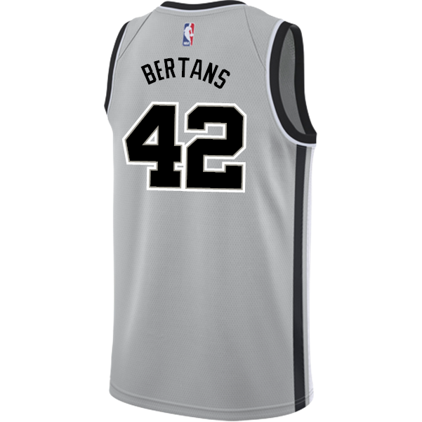 Bertans San Antonio Spurs Men's Nike  Statement Edition Swingman Personalized Jersey   Grey