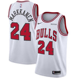 Men's Nike Lauri Markkanen White Chicago Bulls Swingman Sponsor Patch Jersey  Association Edition  White