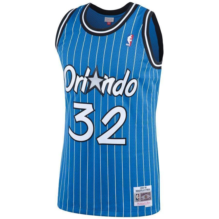 Men's Mitchell & Ness Shaquille O'Neal Blue Orlando Magic  Hardwood Classics Swingman Jersey  Blue