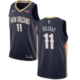 Men's Nike Jrue Holiday Navy New Orleans Pelicans Swingman Sponsor Patch Jersey  Navy
